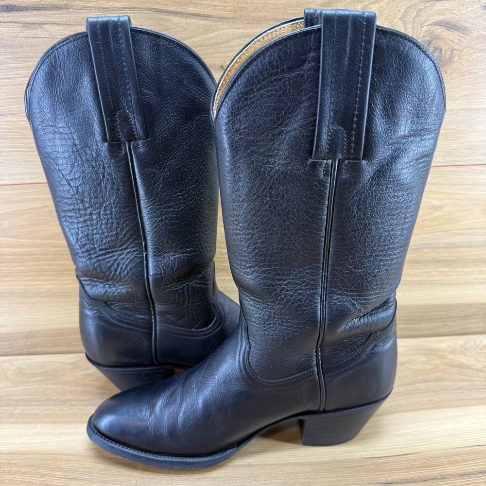 FRYE Vintage Billy Western Boot Womens 7 B Black Leather Mid Calf USA Made 8256 - Picture 6 of 12